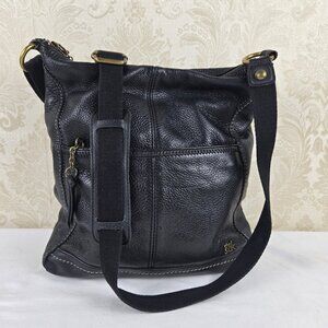 The SAK Black Pebbled Leather Crossbody Bag Top Zipper Closure Exterior Pockets